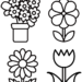 花のイラスト・4種類（白黒）
